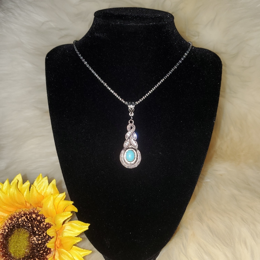 Silver Chain W/ Marcasite Pendant